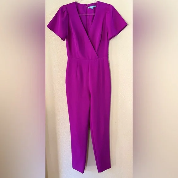 ANTONIO MELANI Easton Surplice Tie Waist Jumpsuit in Violet - Size 2 - Picture 4 of 5